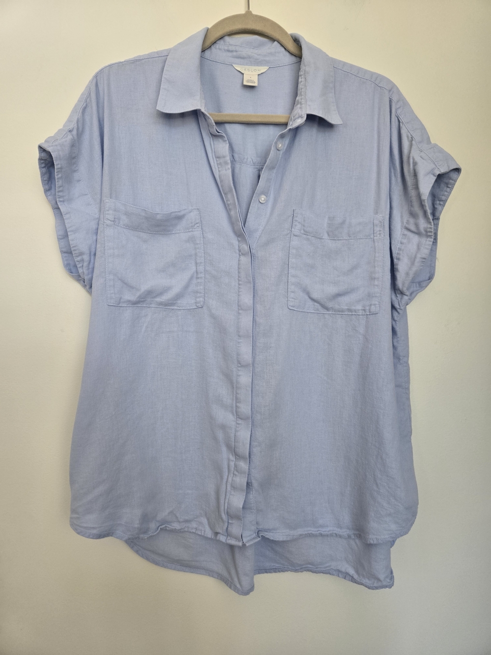 Caslon Pale Blue Button-Front Short Sleeve Shirt